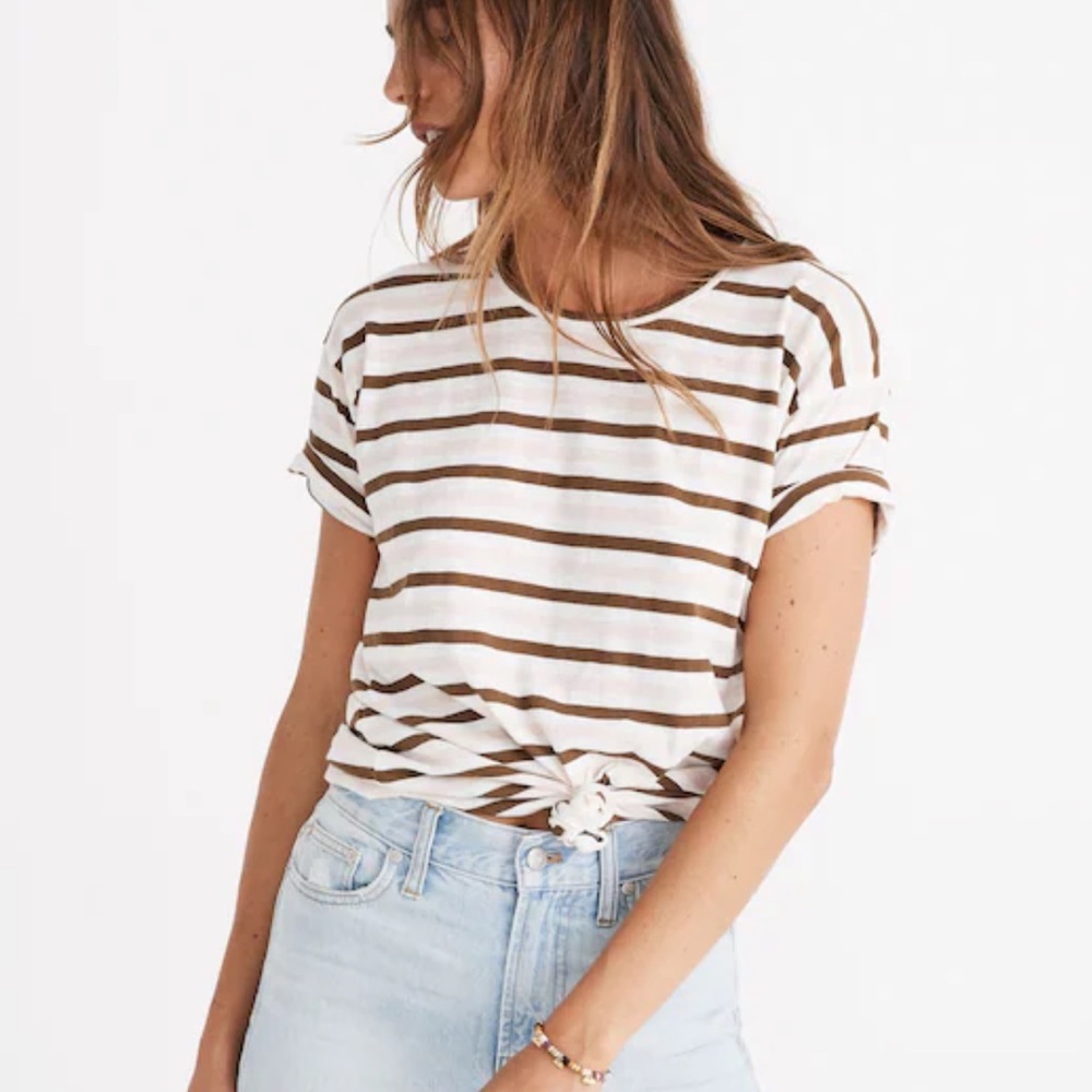 Madewell Whisper Knot Front Tee in Myers Stripe